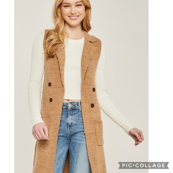 Black… Black Long Cardigan Vest - Picture 6 of 7